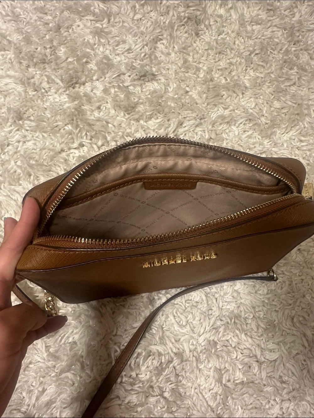 Michael Kors Cognac Saffiano Leather Crossbody Bag